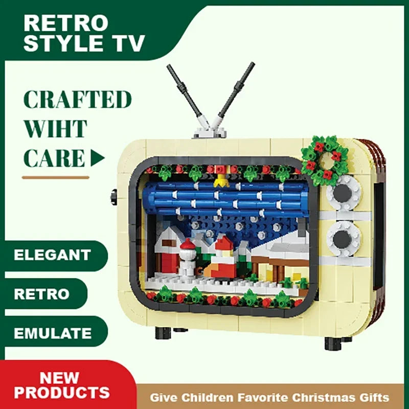 Kerstmis Retro Tv Building Blokken Speelgoed