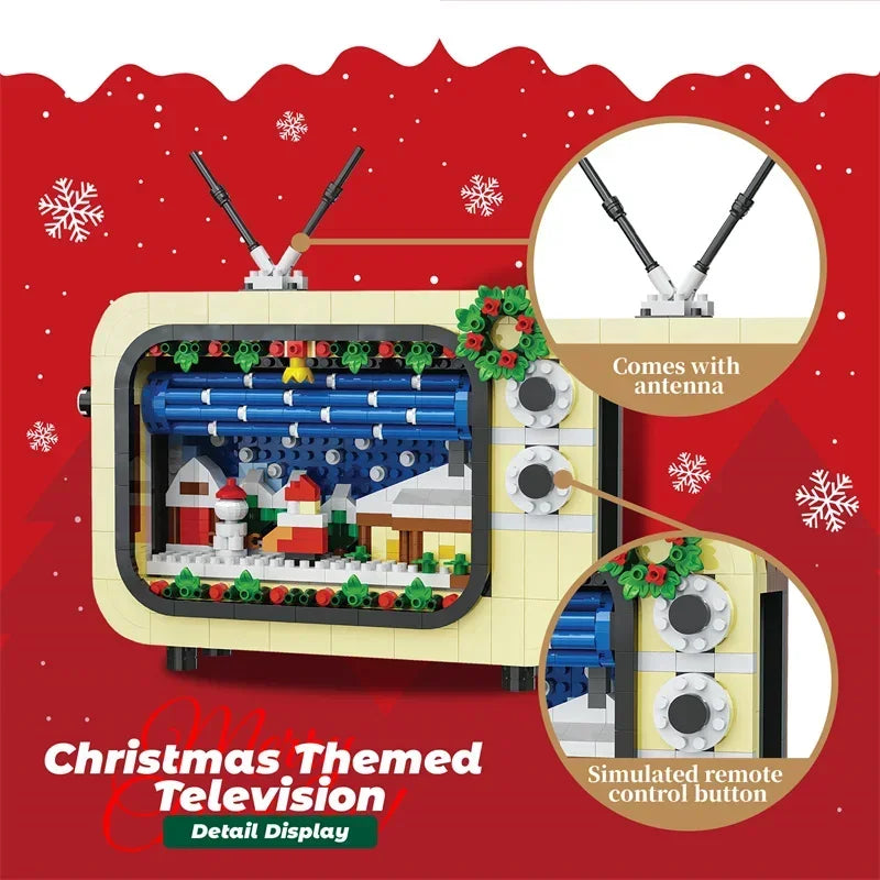 Kerstmis Retro Tv Building Blokken Speelgoed