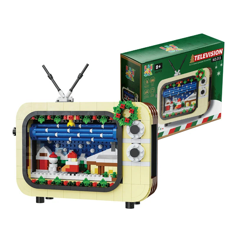 Kerstmis Retro Tv Building Blokken Speelgoed