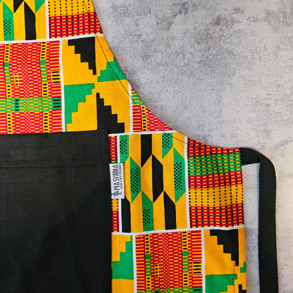 African Print Apron with Pocket | Handmade Kente Print