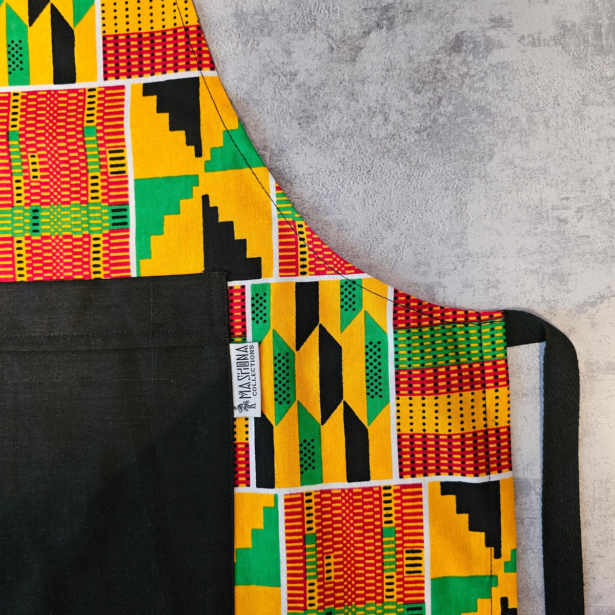 African Print Apron with Pocket | Handmade Kente Print