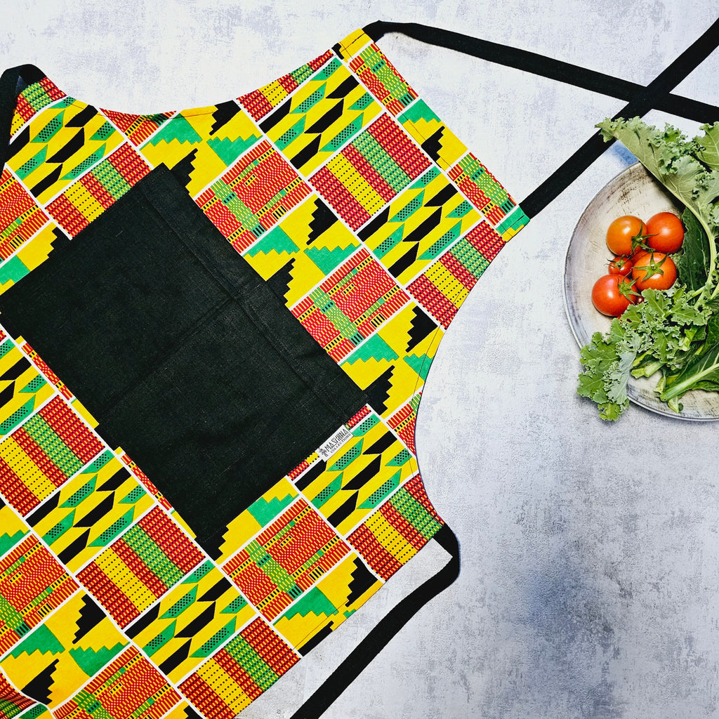 African Print Apron with Pocket | Handmade Kente Print