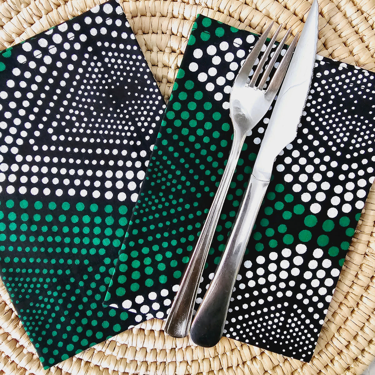 Set of 4 | 8 Napkins | 40x40cm | Ankara Wax, 100% Cotton