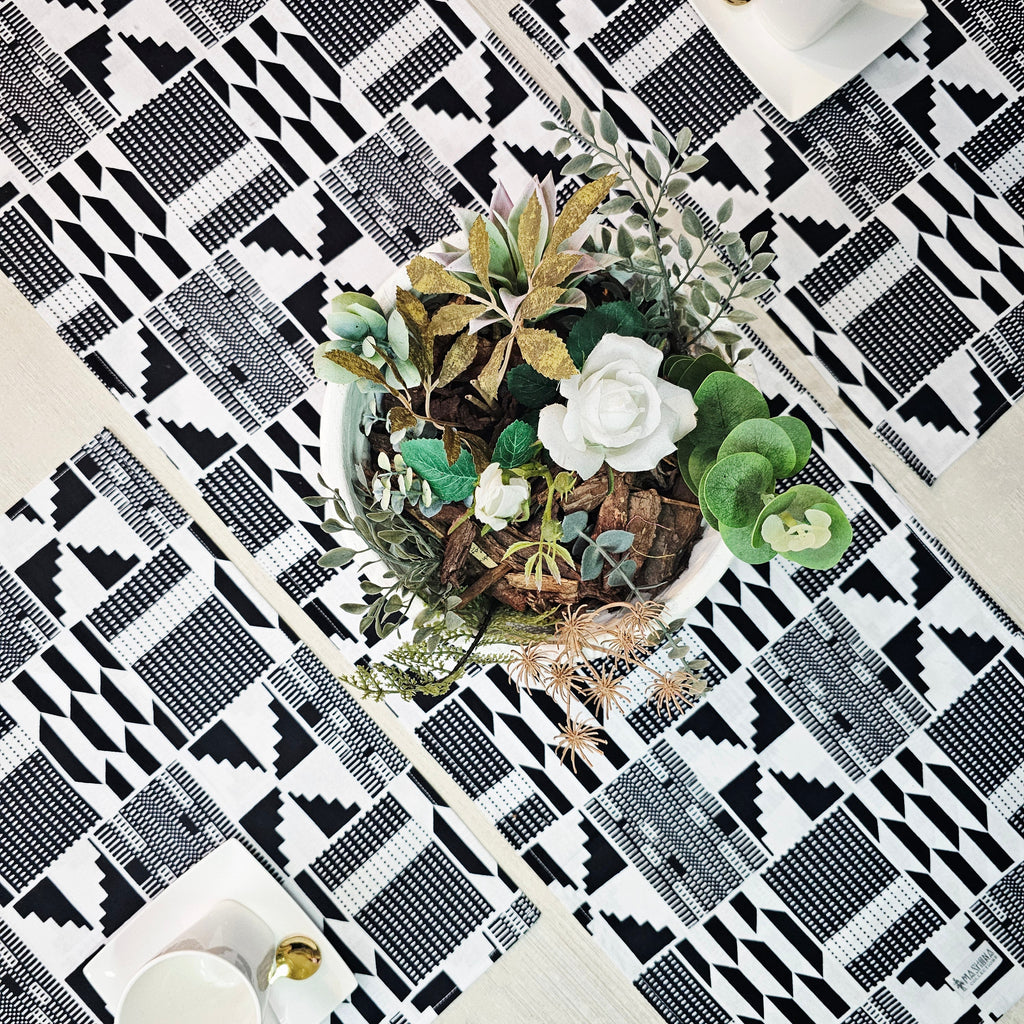 Table Runner and Set of 4 Placemats | 100% Cotton African Print Fabric